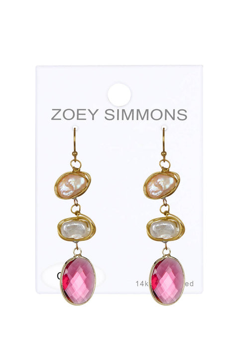 Crystal & Freshwater Pearl Drop Earrings - GF