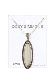 Lemon Quartz Doublet & Marcasite Oval Pendant Necklace - SF