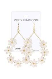 Clear Austrian Crystal Flower Bloom Statement Earrings - GF
