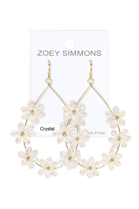 Clear Austrian Crystal Flower Bloom Statement Earrings - GF