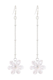 Clear Austrian Crystal Flower Bloom Dangle Earrings - SF