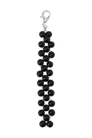 Black Onyx 6mm Mala Beads Braided Keychain - SF/GF