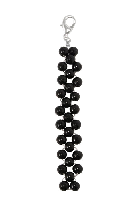 Black Onyx 6mm Mala Beads Braided Keychain - SF/GF