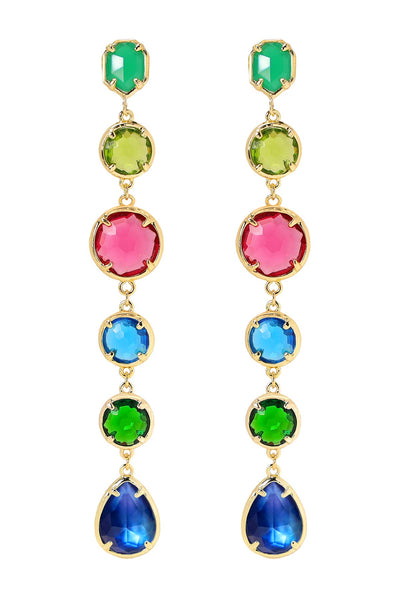 Labradorite Doublet & Mixed Crystal Drop Earrings - GF