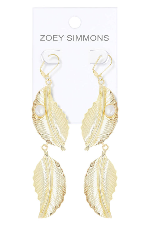 Freshwater Pearl & Leaf Statement Earrings - GF
