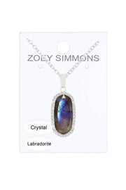Labradorite Halo Pendant Necklace - SF