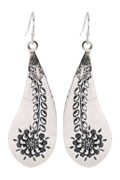 Hammered Flower Blossom Drop Earrings - SF