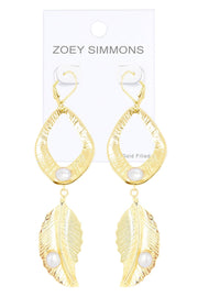 Freshwater Pearl & Leaf Statement Earrings - GF
