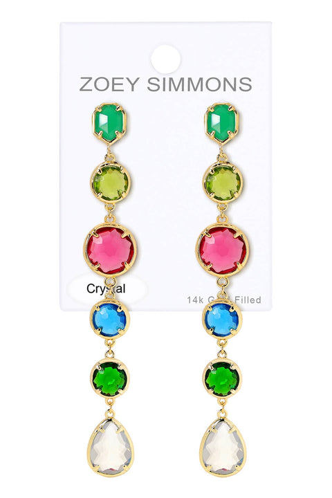 Moonstone Crystal & Mixed Crystal Drop Earrings - GF