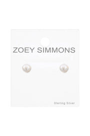 Sterling Silver 5mm Faux Pearl Stud Earrings - SS
