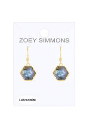 Labradorite Hexagon Drop Earrings - GF
