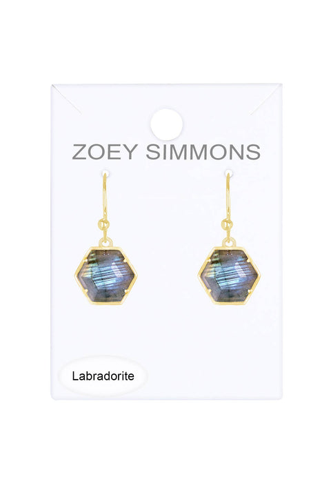 Labradorite Hexagon Drop Earrings - GF