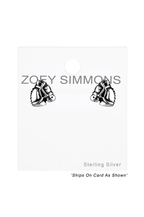 Sterling Silver Horse Stud Earrings - SS