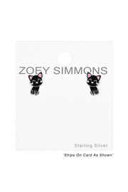 Sterling Silver Cat Stud Earrings - SS
