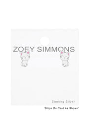 Sterling Silver Cat Stud Earrings - SS