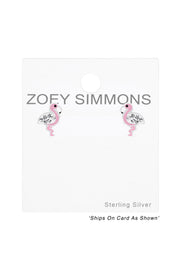 Sterling Silver Flamingo Post Earrings - SS