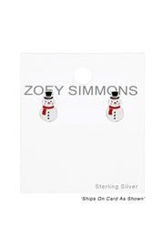 Sterling Silver Snowman Stud Earrings - SS