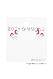 Sterling Silver Unicorn Stud Earrings - SS