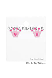 Sterling Silver Crown Stud Earrings - SS