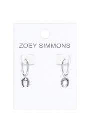 Sterling Silver Horseshoe Charm Hoop Earrings - SS