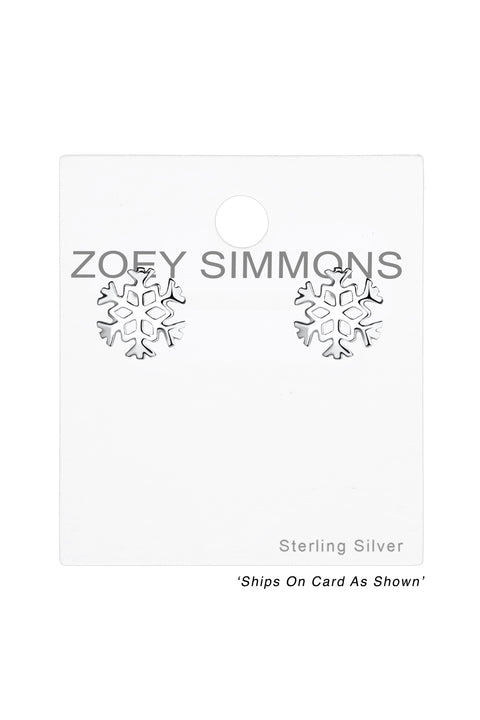 Sterling Silver Snowflake Post Earrings - SS