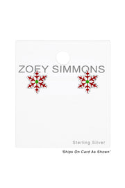 Sterling Silver Snowflake Post Earrings - SS