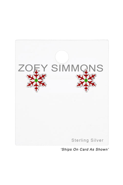 Sterling Silver Snowflake Post Earrings - SS