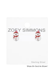 Sterling Silver Snowman Post Earrings - SS