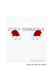 Sterling Silver Christmas Cap Post Earrings - SS