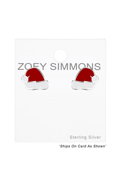 Sterling Silver Christmas Cap Post Earrings - SS