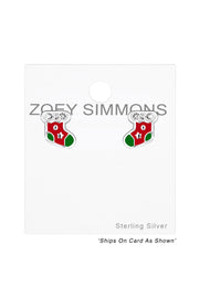 Sterling Silver Christmas Stocking Post Earrings - SS