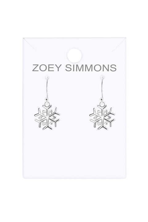 Sterling Silver Snowflake Drop Earrings - SS