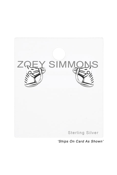 Sterling Silver Horse Head Stud Earrings - SS