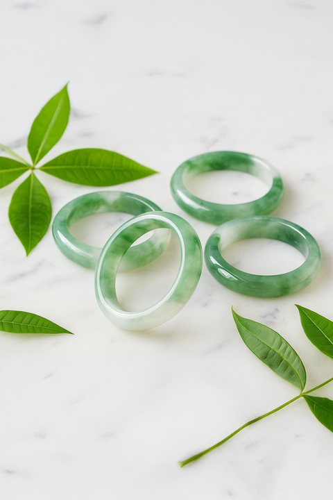 Premium Natural Floating Flower Green Aventurine Bangle