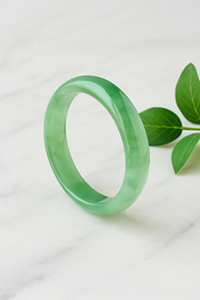 Premium Natural Floating Flower Green Aventurine Bangle
