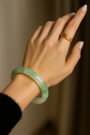 Premium Natural Floating Flower Green Aventurine Bangle