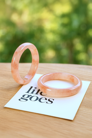Natural Golden Silk Jade Bangle in Peach Glow