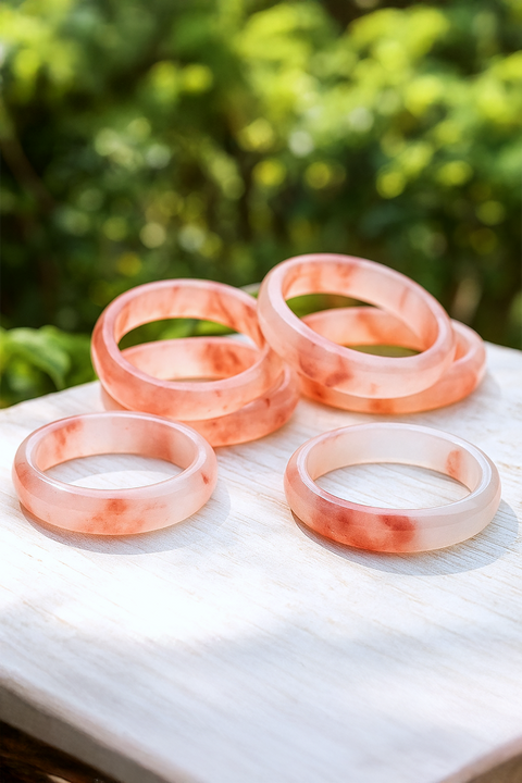 Natural Golden Silk Jade Bangle in Peach Glow