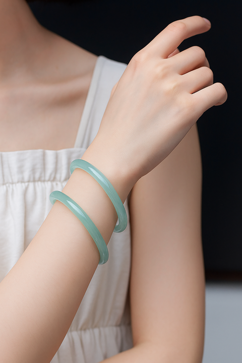 Natural Misty Green Chalcedony Bangle