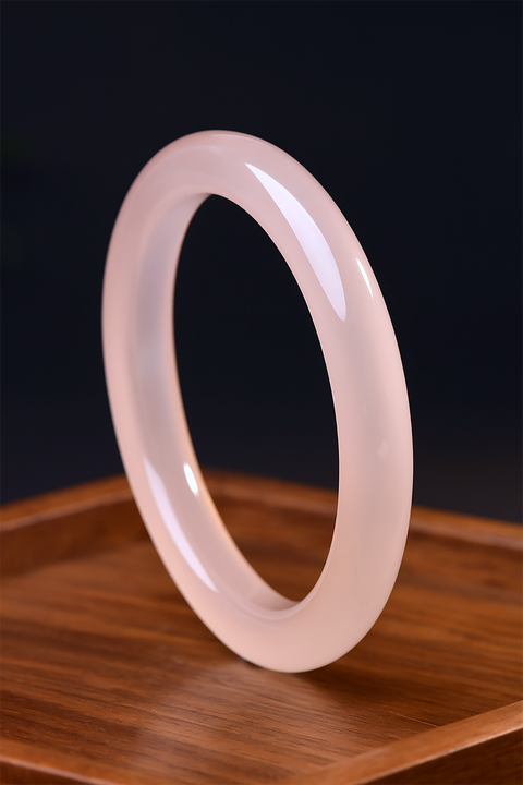 Natural Ice Blush Pink Afghan Jade Bangle