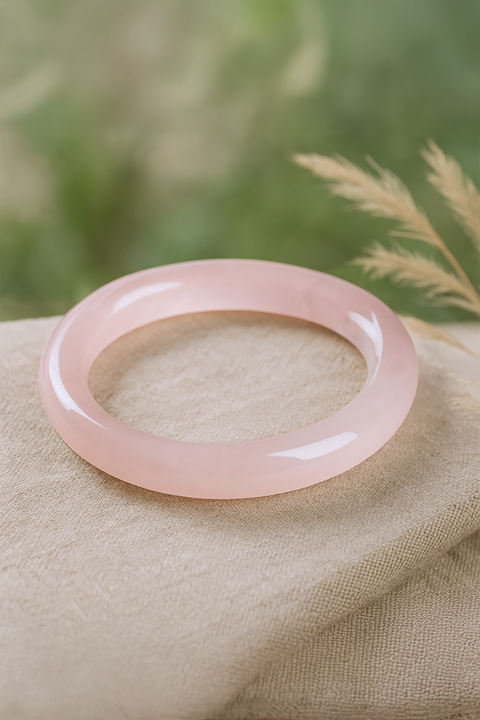 Natural Ice Blush Pink Afghan Jade Bangle