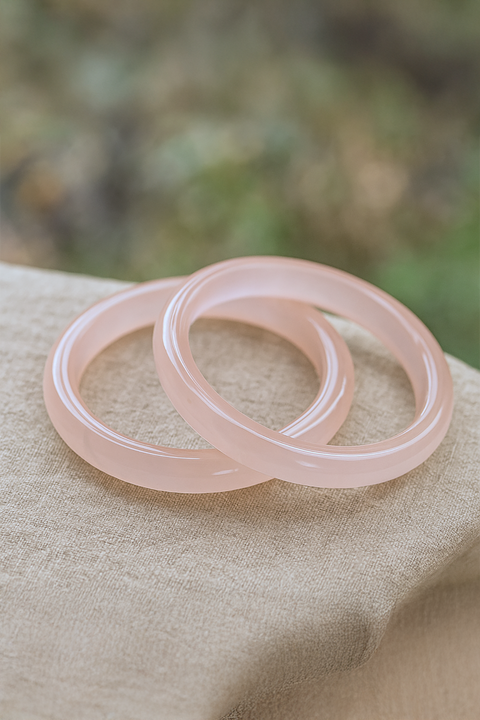 Natural Ice Blush Pink Afghan Jade Bangle