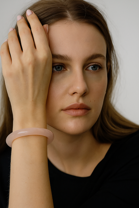 Natural Ice Blush Pink Afghan Jade Bangle