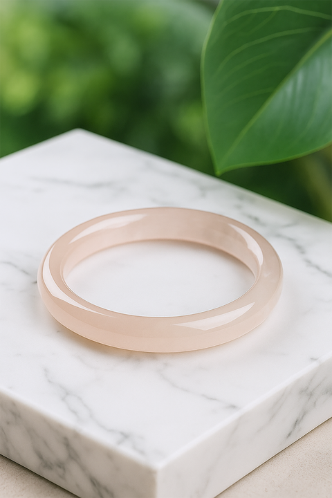 Natural Ice Blush Pink Afghan Jade Bangle