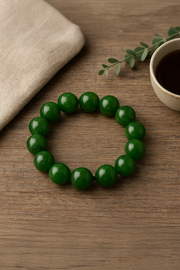 Premium Natural Hetian Jade Beaded Stretch Bracelet
