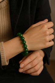 Premium Natural Hetian Jade Beaded Stretch Bracelet