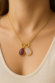 Amethyst & Rose Quartz Infinity Necklace - GF