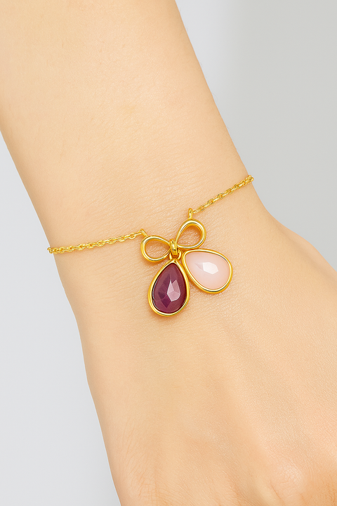 Amethyst & Rose Quartz Infinity Bracelet - GF