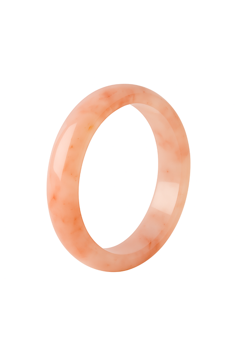 Natural Golden Silk Jade Bangle in Peach Glow