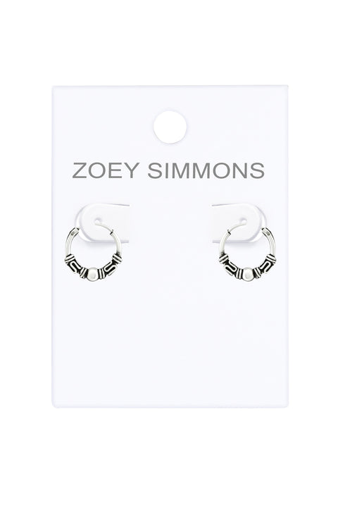 Sterling Silver Bali Hoop Earrings - SS